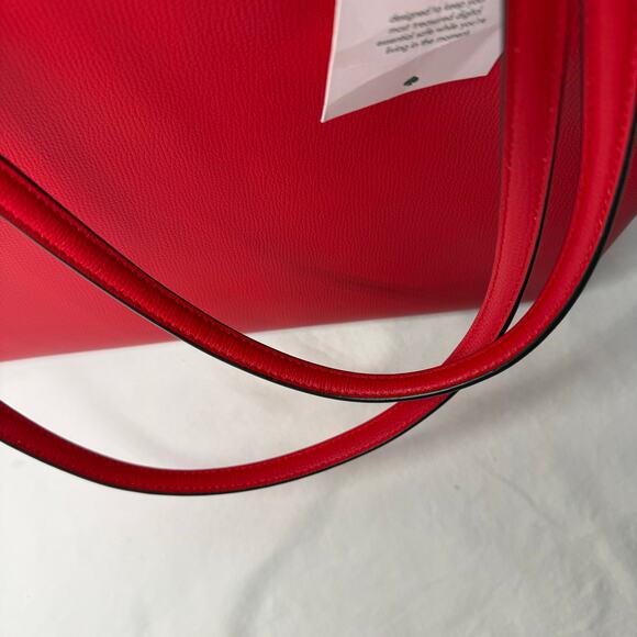 NWT Kate Spade Bright Red Crossgrain Leather Large Laptop All Day Zip Top Tote - Picture 8 of 16